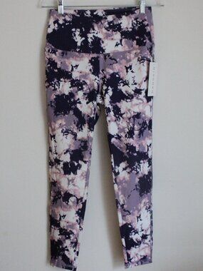 Danskin Leggings Dusted Lilac Mottled Print Capri Length Workout Pants NWT